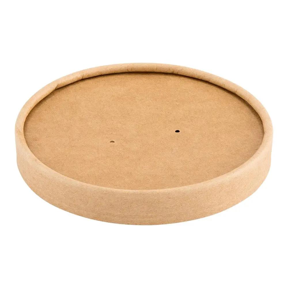 Bio Tek Round Bamboo Paper Soup Container Lid - Fits 26 and 32 oz - 200 count box