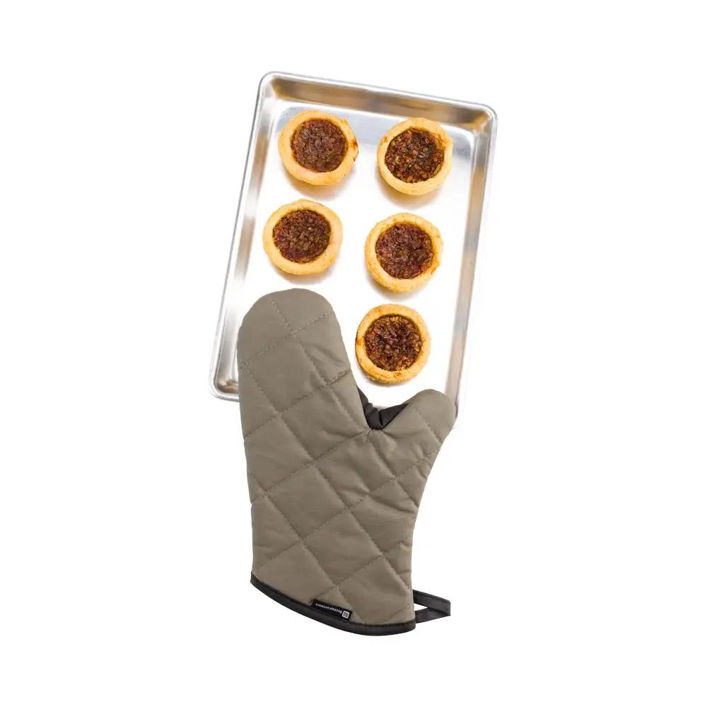 Gray Cotton Oven Mitt - Flame Retardant, with Thumb Guard - 13" x 8" x 1/2" - 1 count box - www.ecoware.ae                               