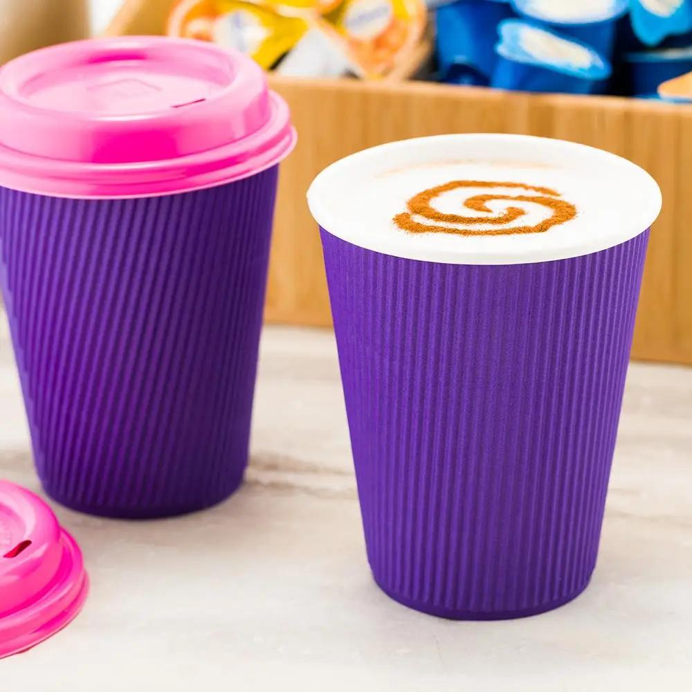 16 oz Royal Purple Paper Coffee Cup - Ripple Wall - 3 1/2" x 3 1/2" x 5 1/2" - 500 count boxwww.ecoware.ae                               