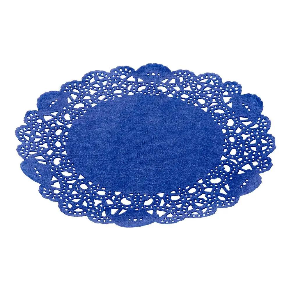 Pastry Tek Navy Blue Paper Doilies - Lace - 6" x 6" - 100 count box - www.ecoware.ae                               