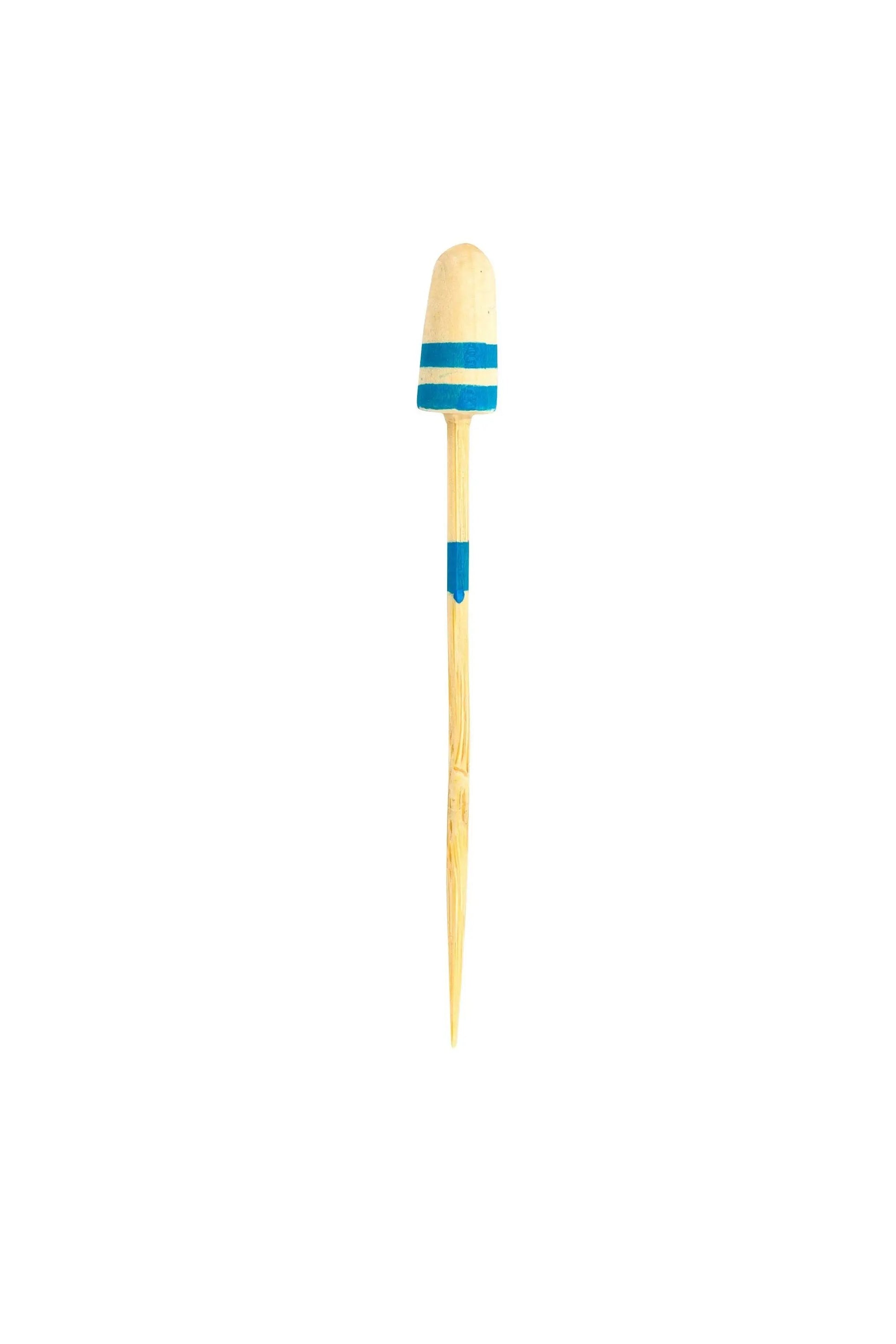 Blue and Natural Bamboo Buoy Skewer - 4 1/2" x 1/2" x 1/2" - 500 count boxwww.ecoware.ae                               