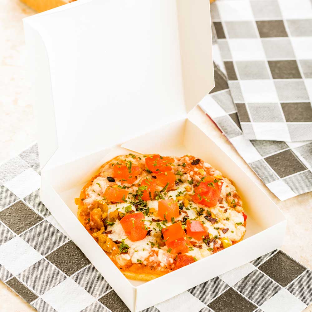 White Paper Mini Pizza Box - 3 1/2" x 3 1/2" x 3/4" - 100 count box