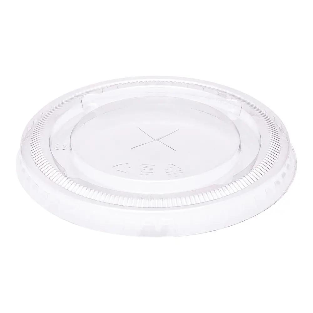 Basic Nature Round Clear PLA Plastic Flat Lid - Fits 9, 12 and 16 oz Drinking Cups, Compostable - 1000 count boxwww.ecoware.ae                               